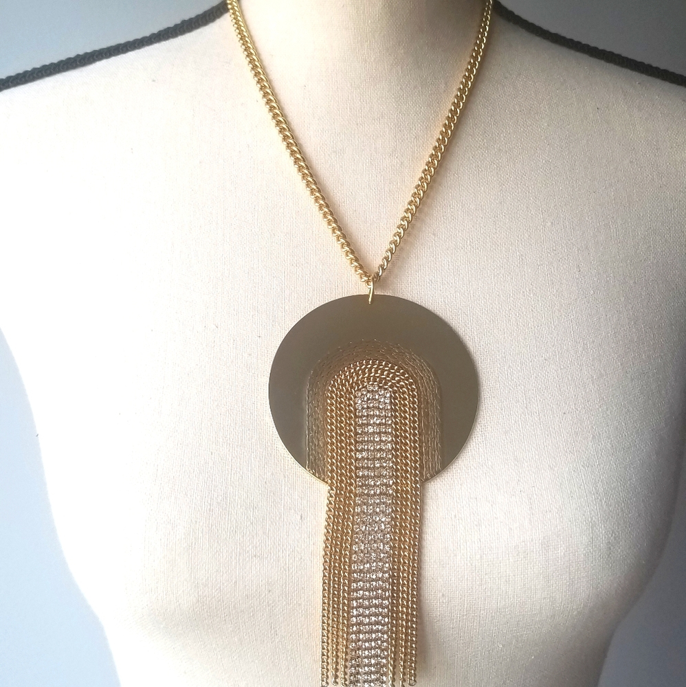Noir Jewelry Disc & Chains Necklace